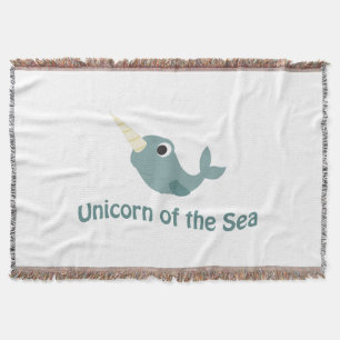 Cute Unicorn Of the Sea Throw Blanket