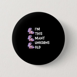 Cute Unicorn Old 3 Three Years Old Birthday x Kids 6 Cm Round Badge