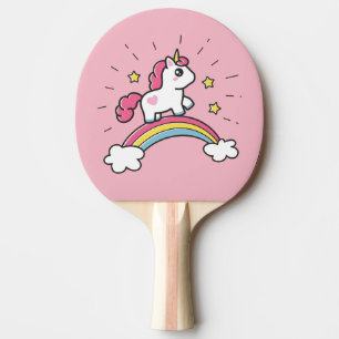 Cute Unicorn On A Rainbow Design Ping Pong Paddle