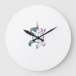 Cute Unicorn on an Aerial Hoop - Magical Illustrat Large Clock
