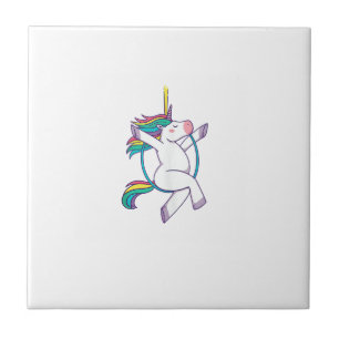 Cute Unicorn on an Aerial Hoop - Magical Illustrat Tile