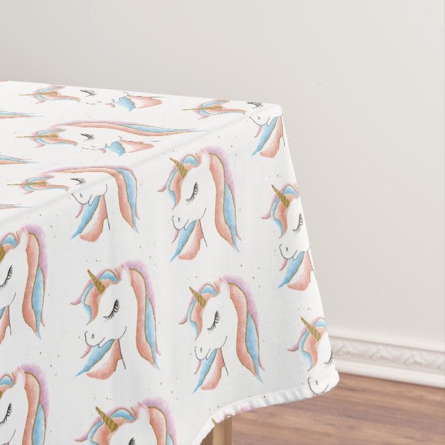 Cute Unicorn Pastel Rainbow Rectangle Tablecloth (In Situ)