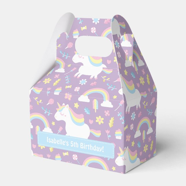 Cute Unicorn Pattern Birthday Party Favour Box (Front Side)