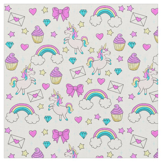 Cute Unicorn Pattern Fabric (Close Up)