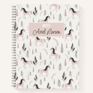 Cute Unicorn Pattern Personalised Notebook