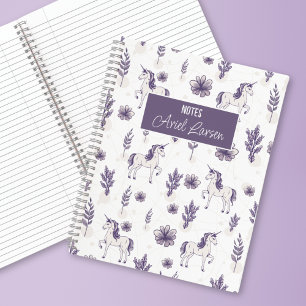Cute Unicorn Pattern Personalised Notebook