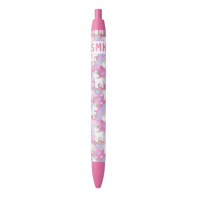 Cute Unicorn Pattern - Personalize  Black Ink Pen (Front Vertical)