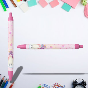 Cute Unicorn Pen with Pink Stars for Girls