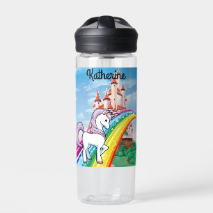 Cute UNICORN Personalise Girl's Name Water Bottle