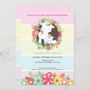 Cute Unicorn Personalised Baby Shower Invitation