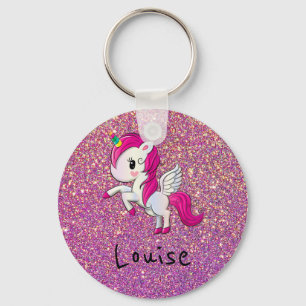 Cute unicorn personalised keychain keyring