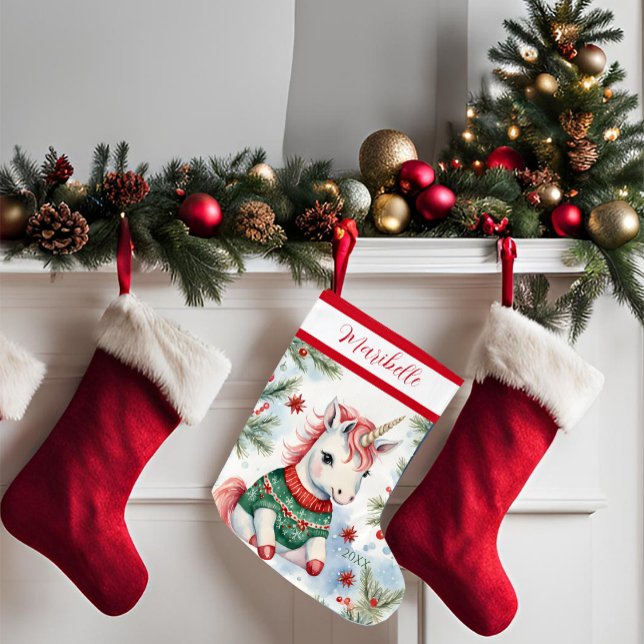 Cute Unicorn Personalised Large Christmas Stocking (Creator Uploaded)