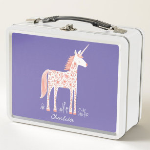 Cute Unicorn Personalised Metal Lunch Box