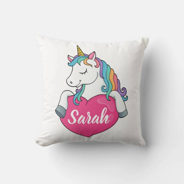 Cute Unicorn Personalised Name  Cushion (Front)