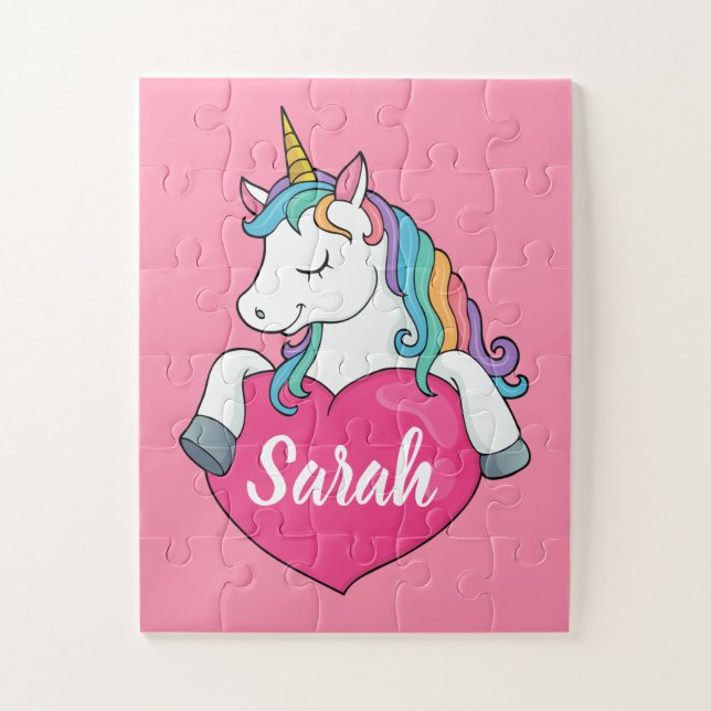 Cute Unicorn Personalised Name  Jigsaw Puzzle (Vertical)