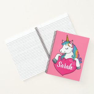 Cute Unicorn Personalised Name   Notebook