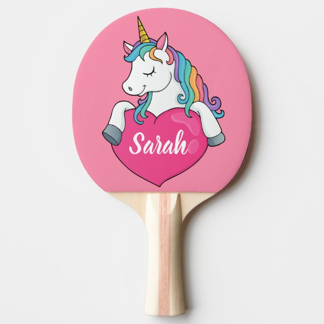 Cute Unicorn Personalised Name  Ping Pong Paddle (Front)