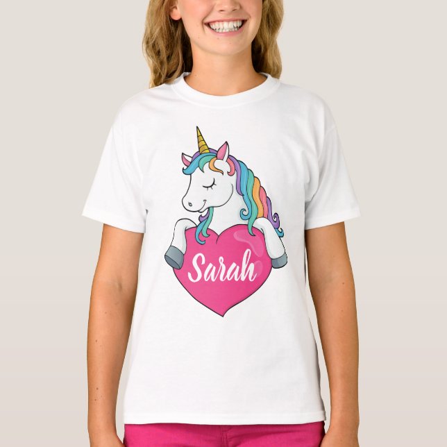 Cute Unicorn Personalised Name T-Shirt (Front)