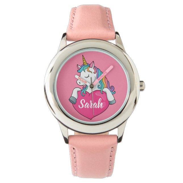 Cute Unicorn Personalised Name   Watch (Front)