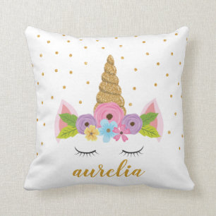 Cute Unicorn Personalised Pillow Custom Colour