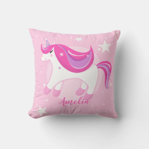 Cute Unicorn   Personalised Pink Throw Pillow 🦄