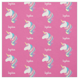 Cute Unicorn Personalized Pink Fabric