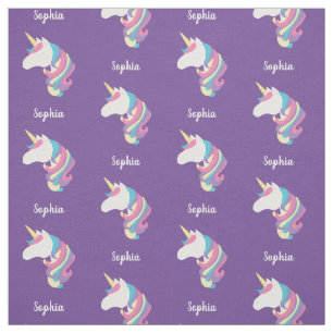 Cute Unicorn Personalized Purple Fabric