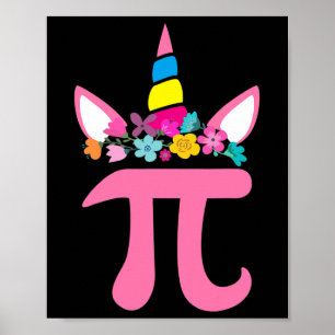 Cute Unicorn Pi Math Pun Pi Day Math Science Cute Poster