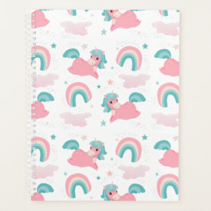 Cute Unicorn Pink and Mint Pattern Planner