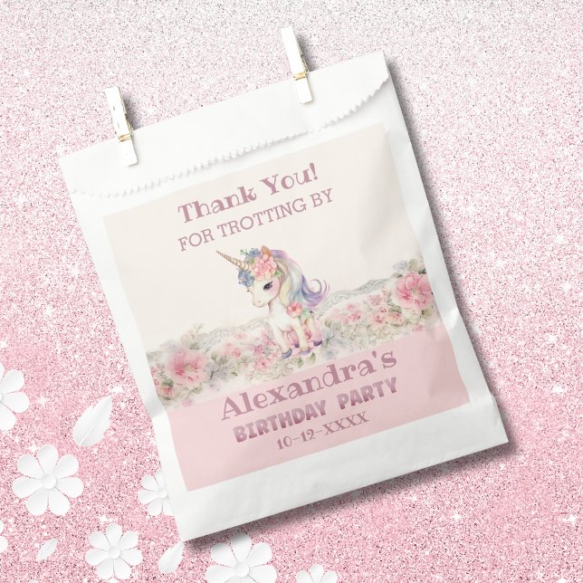 Cute Unicorn Pink Girl's Birthday Thank You Favour Bags (Creator Uploaded)