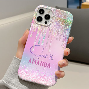 Cute unicorn pink glitter birthday monogram Case-Mate iPhone case