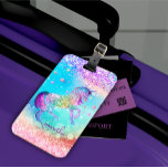 Cute unicorn pink Glitter rainbow aqua monogram Luggage Tag<br><div class="desc">Cute unicorn pink Glitter rainbow aqua monogram luggage tag. Beautiful, modern and cool for the trend-savvy and art-loving hip trendsetter. This stylish sophisticated design would be great for girls who enjoy classy sparkly designs. Show off your personal style, look fashionable, trendy and feel stylish and travel with style with a...</div>