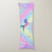 Cute unicorn pink Glitter rainbow art monogram
