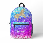 Cute unicorn pink Glitter rainbow gold monogram 