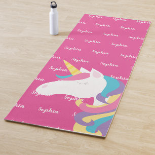 Cute Unicorn Pink Personalised Yoga Mat