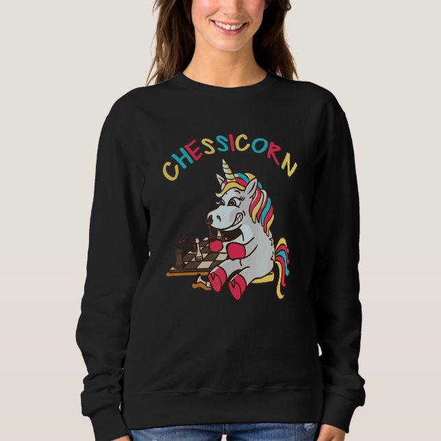 Cute Unicorn Play Chess For Kids Chessicorn Sweatshirt (Front)