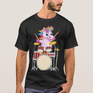 Cute Unicorn Playing Drum Drums & Cats   Drummer T-Shirt