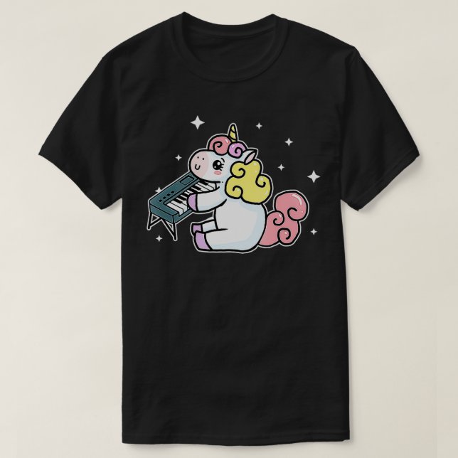 Cute Unicorn Playing Keyboard Gift Piano Lover  T-Shirt (Design Front)