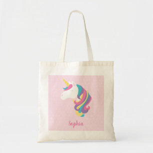 Cute Unicorn Polka Dot Personalised Girl Tote Bag