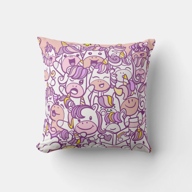 Cute Unicorn Pony: Magic Doodle Collection Cushion (Front)