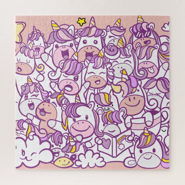 Cute Unicorn Pony: Magic Doodle Collection Jigsaw Puzzle (Vertical)