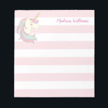Cute Unicorn Pony Magic Fantasy Girly Pink Stripes Notepad<br><div class="desc">Cute Unicorn Pony Magic Fantasy Girly Pink Stripes Notepad</div>