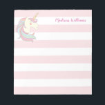Cute Unicorn Pony Magic Fantasy Girly Pink Stripes Notepad<br><div class="desc">Cute Unicorn Pony Magic Fantasy Girly Pink Stripes Notepad</div>