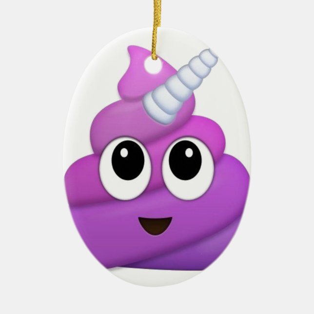Cute Unicorn Poop emoji Ceramic Tree Decoration (Front)
