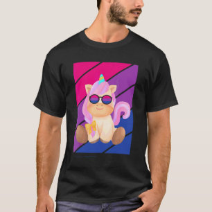 Cute Unicorn Pride Bisexual Flag Lgbtq Proud Ally T-Shirt