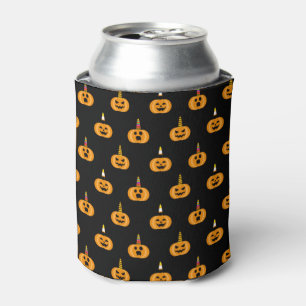 Cute Unicorn Pumpkin Black Funny Halloween Gifts Can Cooler