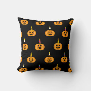 Cute Unicorn Pumpkin Black Funny Halloween Gifts Cushion