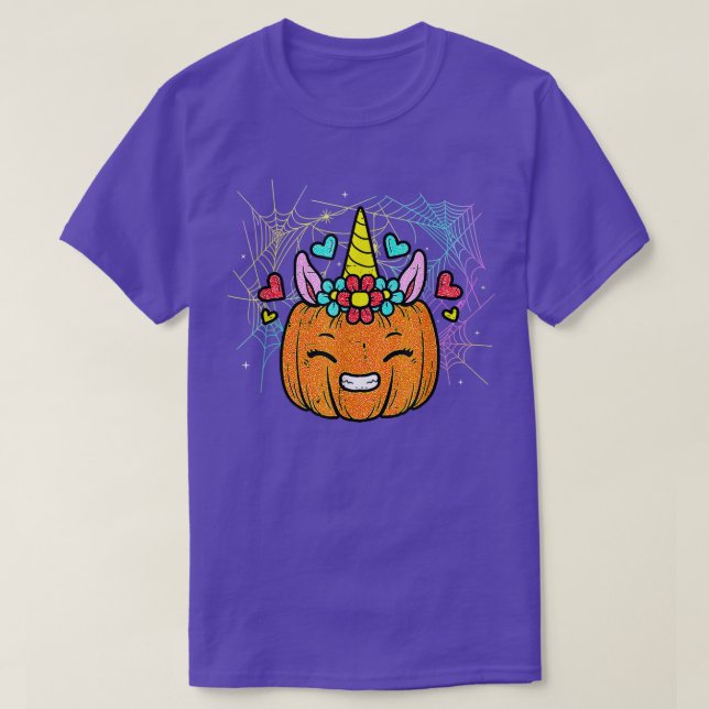 Cute Unicorn Pumpkin Funny Halloween Costume 526  T-Shirt (Design Front)