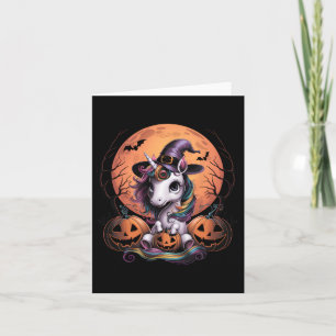 Cute Unicorn Pumpkin Girls Kids Funny Halloween Co Card