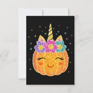 Cute Unicorn Pumpkin Halloween Thanksgiving Card